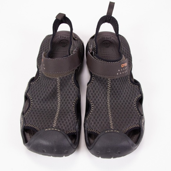 CROCS 15041 Men\'s Sz 8 Brown SwiftWater Mesh Fisherman Deck Sandals Water‎ Shoes main image 9